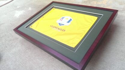 21x27 Brown Frame to Hold 14x20 Flag (Moulding brn-006 Shadowbox, Double Green Mat) - Image 2