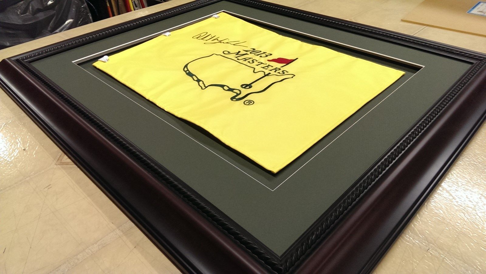 Custom Size Brown Flag Frame (Moulding brn004, Choice of Mat Color