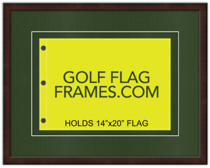 21x27 Brown Frame to Hold 14x20 Flag (Moulding brn-006 Shadowbox, Double Green Mat)