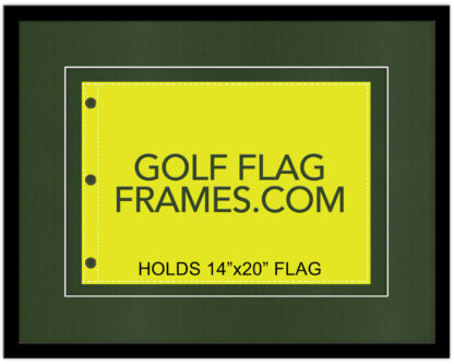 21x27 Black Frame to Hold 14x20 Flag (Moulding blk-005 Shadowbox, Double Green Mat)