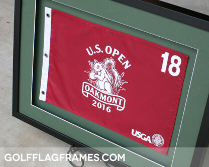 21x27 Black Frame to Hold 14x20 Flag (Moulding blk-004 Shadowbox, Double Green Mat)