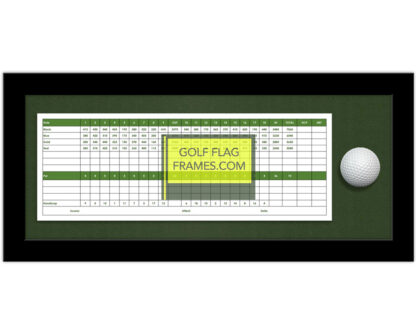 Hole In One 7x17 Black Golf Scorecard & Ball Frame Holds Up To 5"x12" card (Moulding blk-004, Green Mat)