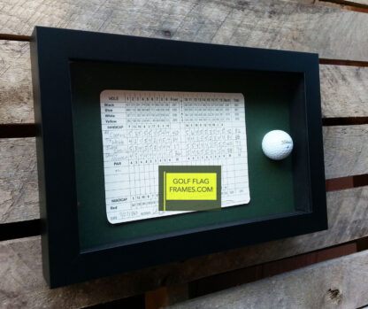 Hole In One 8X13 Black Golf Scorecard & Ball Frame Holds Up To 6"x8" card (Moulding blk-004, Green Mat) - Image 2