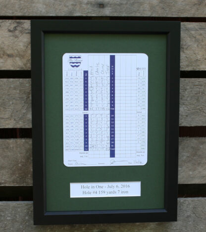 9x13 Black Golf Scorecard Frame Holds Up To 6"x8" Vertical Card (Moulding blk-001, Green Mat) - Image 4