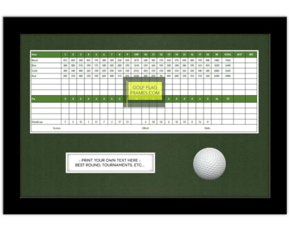 Hole In One 11X15 Black Golf Scorecard & Ball Frame Holds Up To 6"x12" card (Moulding blk-004, Green Mat)