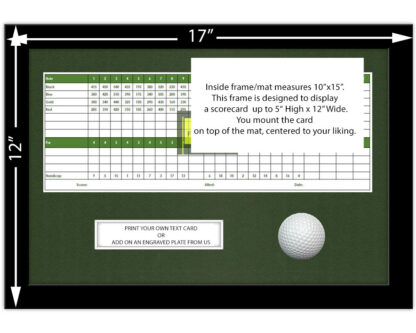 Hole In One 10X15 Black Golf Scorecard & Ball Frame Holds Up To 5"x12" card (Moulding blk-004, Green Mat) - Image 2