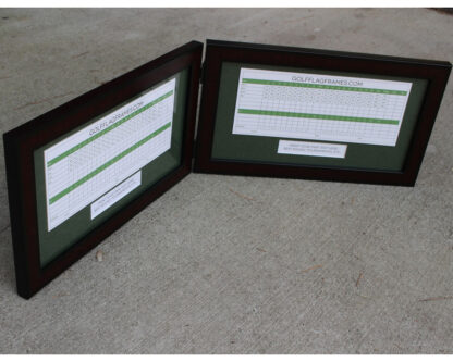 8x15 Hinged Brown Golf Scorecard Frame Holds Up To 5"x12" card (Moulding brn-001, Green Mat)