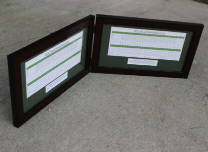 8x15 Hinged Brown Golf Scorecard Frame Holds Up To 5"x12" card (Moulding brn-001, Green Mat) - Image 3