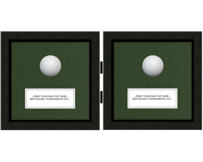 Hole In One 7x7 Hinged Black Golf Ball Frame With 1"x4" Verbiage Box (Moulding blk-004, Green Mat)