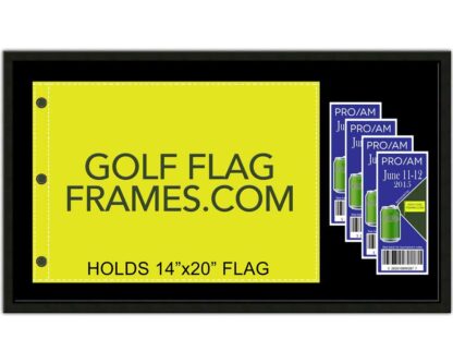 17x30 Black Frame to Hold 14x20 Flag & Tickets (Moulding blk-001, Reversible Green and Black Mat)