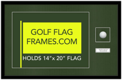 21X33 Black Frame to Hold 14x20 Flag with Ball and Verbiage (Moulding blk-004 Shadowbox, Green Mats)