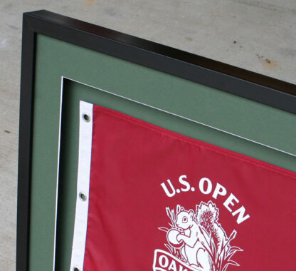 21X33 Black Frame to Hold 14x20 Flag with Ball and Verbiage (Moulding blk-004 Shadowbox, Green Mats) - Image 2