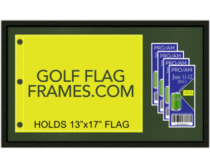 16x27 Black Frame to Hold 13x17 Golf Flag & Tickets (Moulding blk-001, Reversible Green and Black Mat)