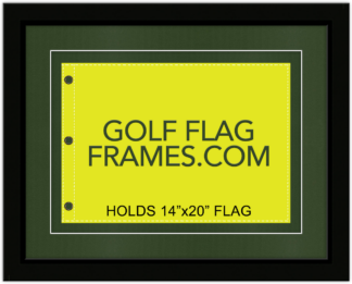 21x27 Black Frame to Hold 14x20 Golf Flag (Moulding blk-003, NEW Fairway Green Double Mat)