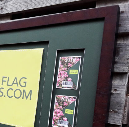 20x29.5 Brown Frame to Hold 13x17 MASTERS SPECIAL Golf Flag and Tickets-Badges, brn-008, Floated Double Green Mats - Image 3