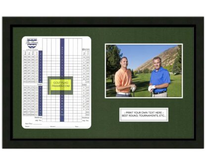 10x16 Black Golf Scorecard Picture Frame Holds Up To 6"x8" Vertical Scorecard and 4x6 or 5x7 Photo (Moulding blk-001, Green Mat)