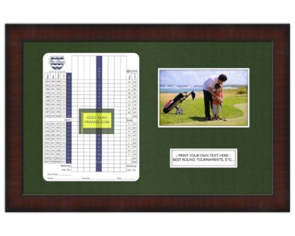 10x16 Brown Golf Scorecard Picture Frame Holds Up To 6"x8" Vertical Scorecard and 4x6 or 5x7 Photo (Moulding brn-002, Green Mat)