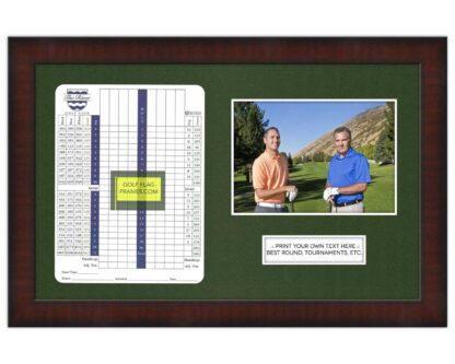 10x16 Brown Golf Scorecard Picture Frame Holds Up To 6"x8" Vertical Scorecard and 4x6 or 5x7 Photo (Moulding brn-002, Green Mat) - Image 4