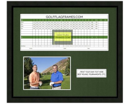 13x15 Black Golf Scorecard Picture Frame Holds Up To 5"x12" Scorecard and 4x6 or 5x7 Photo (Moulding blk-001, Green Mat)