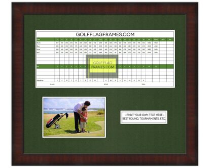 13x15 Brown Golf Scorecard ,Picture Frame Holds Up To 5"x12" Scorecard and 4x6 or 5x7 Photo (Moulding brn-002, Green Mat)