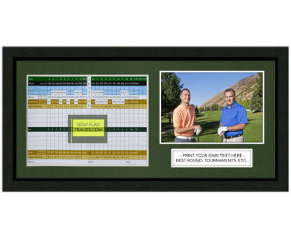 8x17 Black Golf Scorecard Picture Frame Holds Up To 6"x8" Scorecard and 4x6 or 5x7 Photo (Moulding blk-001, Green Mat)