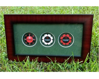 5x10 Poker Chip Golf Ball Marker Frame, Desktop Brown Frame (Moulding brn-002, Green Mat)