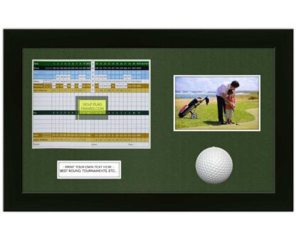 Hole In One 10X17 Black Golf Scorecard, Ball, Picture Shadowbox Frame Holds Up To 6"x8" Scorecard and 4x6 or 5x7 Photo (Moulding blk-004, Green Mat) - Image 5