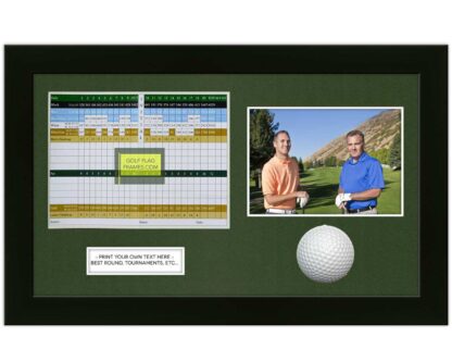 Hole In One 10X17 Black Golf Scorecard, Ball, Picture Shadowbox Frame Holds Up To 6"x8" Scorecard and 4x6 or 5x7 Photo (Moulding blk-004, Green Mat)