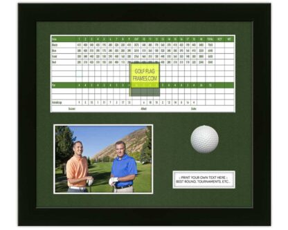 Hole In One 13X15 Black Golf Scorecard, Ball, Picture Shadowbox Frame Holds Up To 6"x12" Scorecard and 4x6 or 5x7 Photo (Moulding blk-004, Green Mat)