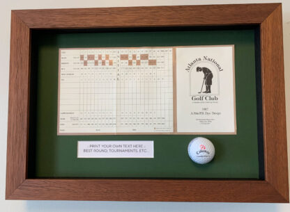 10X15 Walnut Color Golf Scorecard & Ball Frame Holds Up To 5"x12" card (Moulding brn-017, Green Mat) - Image 3