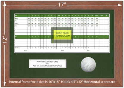 10X15 Walnut Color Golf Scorecard & Ball Frame Holds Up To 5"x12" card (Moulding brn-017, Green Mat) - Image 2