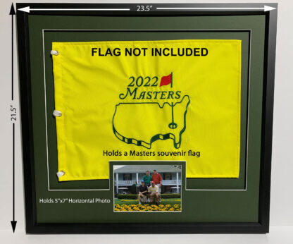 20x22 Black Frame to Hold 13x17 Golf Flag and 5x7 Horizontal Photo (Moulding blk-001, Floated Double Green Mat) - Image 2