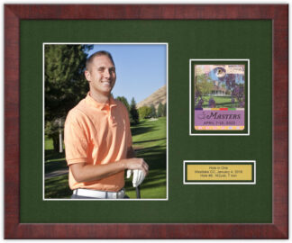 CUSTOM MIKE MAKSYM 13X16 Brown Golf Photo/Badge Frame Holds 8x10V Photo and 3x4V Badge- (Moulding brn-011, Green Mat)