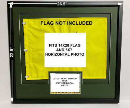 21x25 Black Frame to Hold 14X20 Golf Flag and 5x7 Horizontal Photo (Moulding blk-001, Floated Double Green Mat) - Image 7