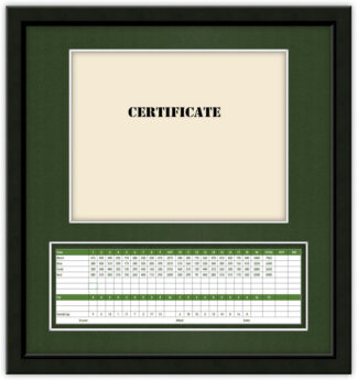 Custom KYLE TIERNAN 14X15V Frame to Hold 8X10 Certificate and 3.5x11 Scorecard(Black Moulding BLK-001- Fairway Green Mat)